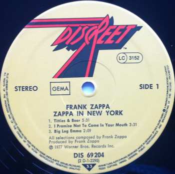 2LP Frank Zappa: Zappa In New York 603281