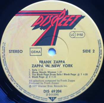 2LP Frank Zappa: Zappa In New York 603281