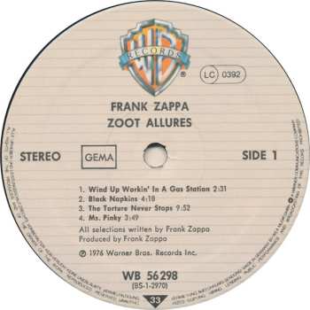 LP Frank Zappa: Zoot Allures 645539