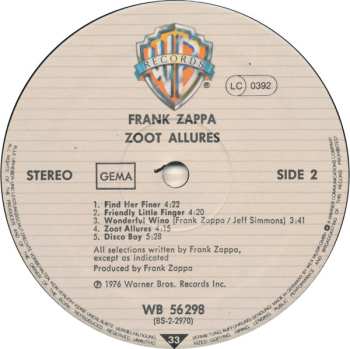 LP Frank Zappa: Zoot Allures 645539