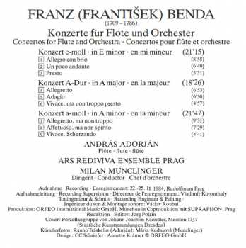 CD František Benda: Flötenkonzerte / Flute Concertos / Concertos Pour Flûte 248697