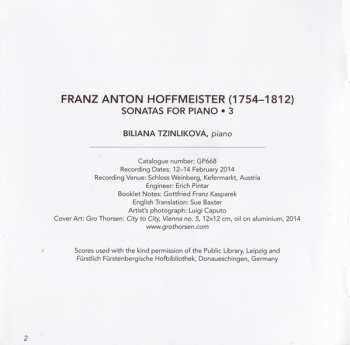 CD Franz Anton Hoffmeister: Sonatas For Piano • 3 286810