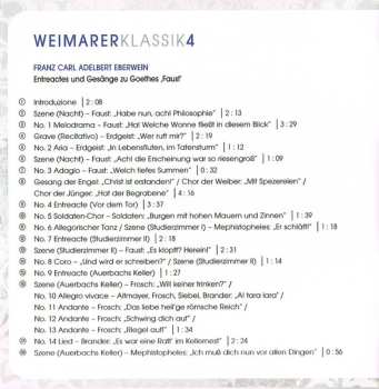 CD Franz Carl Adelbert Eberwein: Entreactes Und Gesänge Zu Goethes 'Faust' – Weimarer Klassik 612257