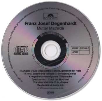 CD Franz Josef Degenhardt: Mutter Mathilde 559538