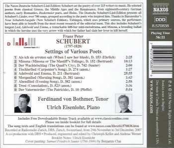 CD Franz Schubert: Schubert: Settings Of Various Poets 269172