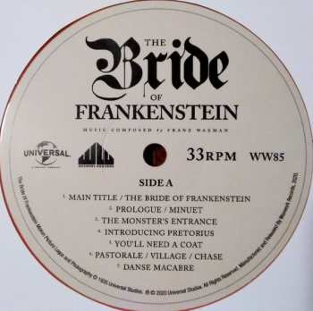 LP Franz Waxman: The Bride Of Frankenstein (The 1935 Original Soundtrack Recording) CLR | DLX 644494