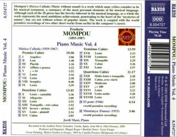 CD Frederic Mompou: Piano Music Volume 4: Música Callada • El Pont • Muntanya (Dansa) 632501