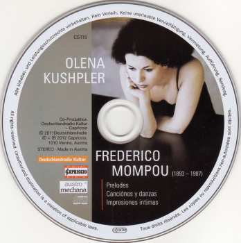 CD Frederic Mompou: Preludes, Canciónes Y Danzas, Impresiones Intimas 191198