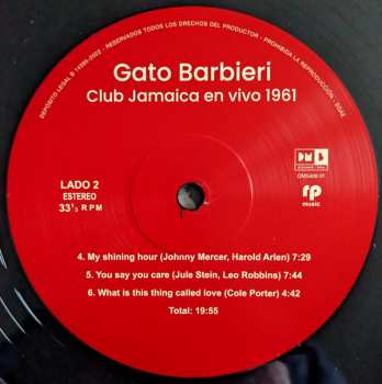 LP Gato Barbieri: Club Jamaica Buenos Aires En Vivo - 1961 587307