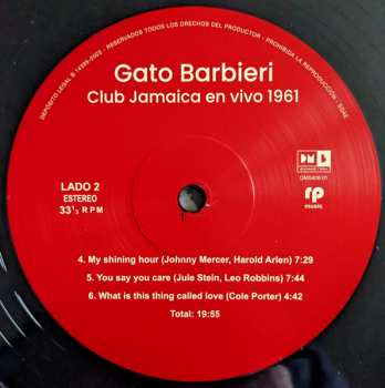 LP Gato Barbieri: Club Jamaica Buenos Aires En Vivo - 1961 587307