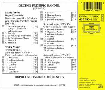 CD Georg Friedrich Händel: Water Music · Wassermusik · Music For The Royal Fireworks 426890