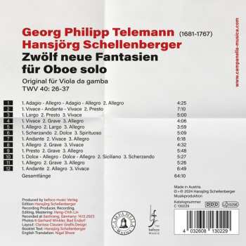 CD Georg Philipp Telemann: Zwölf Neue Fantasien Für Oboe Solo (Original Für Viola de Gamba TWV 40: 26-37 DIGI 634489