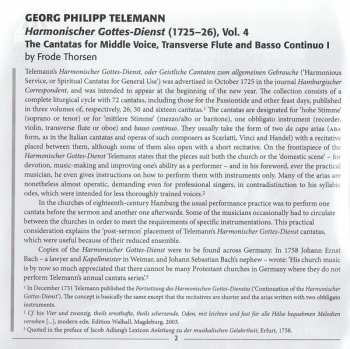 CD Georg Philipp Telemann: Harmonischer Gottes-Dienst, Volume 4: The Cantatas For Middle Voice, Transverse Flute And Basso Continuo I 343582