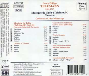 CD Georg Philipp Telemann: Musique De Table (Tafelmusik) Volume 4 320459