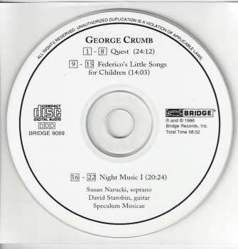 CD George Crumb: Quest; Federico's Little Songs For Children; Night Music I 321598