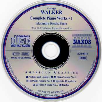 CD George Walker: Complete Piano Works • 1 620517