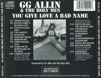 CD GG Allin & The Holy Men: You Give Love A Bad Name 491446