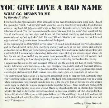 CD GG Allin & The Holy Men: You Give Love A Bad Name 491446