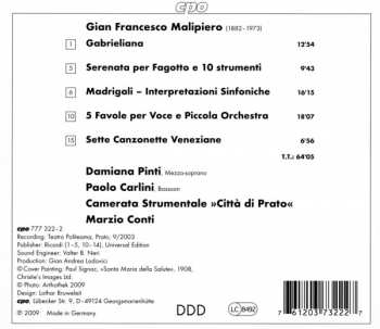 CD Gian Francesco Malipiero: Gabrieliana / Serenata / Madrigali / Favole / Canzonette 191636