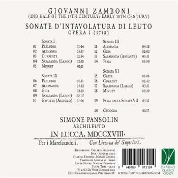 CD Giovanni Zamboni: Sonate D’Intavolatura Di Leuto, Opera Prima 561295