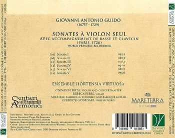 CD Giovanni Antonio Guido: Sonates À Violon Seul Avec Accompagnement De Basse Et Clavecin (Paris, 1726) 648363