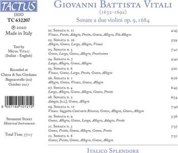 CD Giovanni Battista Vitali: Sonate A Due Violini Op. 9, 1684 599457