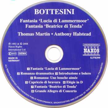 CD Giovanni Bottesini: Fantasia 'Lucia di Lammermoor', Fantasia 'Beatrice di Tenda', Grande Allegro di Concerto 316094