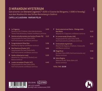 CD Giovanni Legrenzi: O Mirandum Mysterium 564973