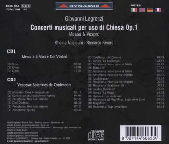 2CD Giovanni Legrenzi: Concerti Musicali Per Uso Di Chiesa Op.1 Messa e Vespro 320569