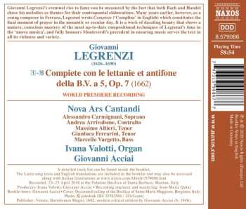 CD Giovanni Legrenzi: Compiete, Op. 7 566180