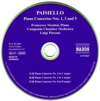 CD Giovanni Paisiello: Piano Concertos Nos. 1, 3 And 5 114624