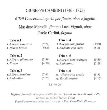 CD Paolo Carlini: 6 Trii Concertanti Op. 45 Per Flauto, Oboe E Fagotto 572622