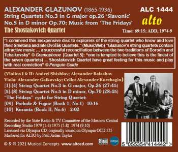 CD Alexander Glazunov: String Quartets No. 3 In G Major Op.26 “Slavonic” No.5 In D Minor Op.70; Music From “The Fridays 616047