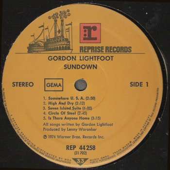 LP Gordon Lightfoot: Sundown CLR 566421