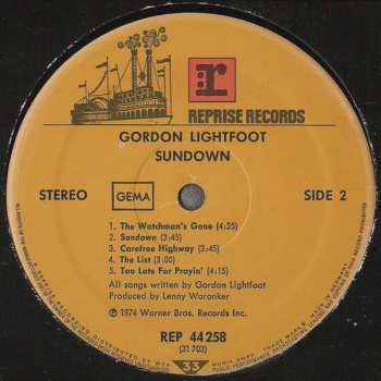 LP Gordon Lightfoot: Sundown CLR 566421