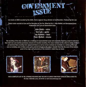 CD Government Issue: Strange Wine : Live At CBGB August 30 1987 463529