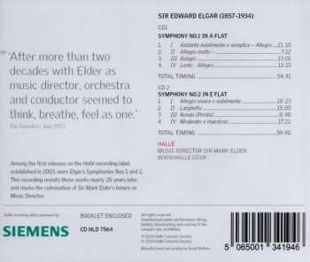 2CD Hallé Orchestra: Symphony No. 1 In A Flat / Symphony No. 2 In E Flat 626134