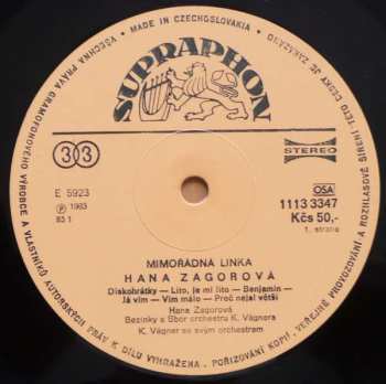 LP Hana Zagorová: Mimořádná Linka 519250