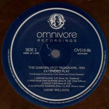 EP Hank Williams: The Garden Spot Programs, 1950 - Extended Play CLR | LTD 579287