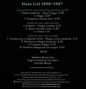 CD Hans Gal: Cello Concertino - Solo Cello Sonata - Solo Cello Suite 120595