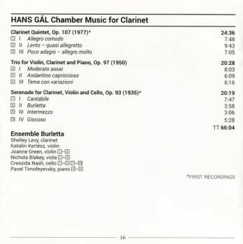 CD Hans Gal: Chamber Music For Clarinet 148659