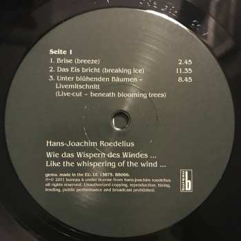 LP Hans-Joachim Roedelius: Wie Das Wispern Des Windes ... / Like The Whispering Of The Wind... 65490