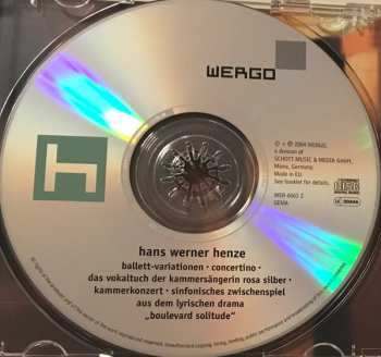 CD Hans Werner Henze: Boulevard Solitude (Zwischenspiel) Und Weitere Orchesterwerke 604580