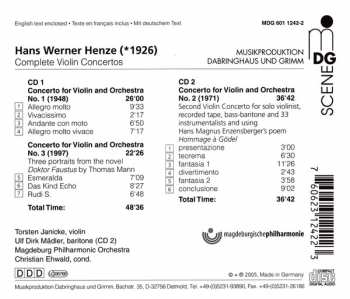 2CD Hans Werner Henze: Complete Violin Concertos 435122