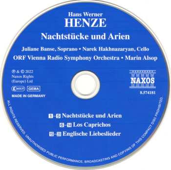 CD Juliane Banse: Nachtstücke Und Arien / Los Caprichos / Englische Liebeslieder 584505