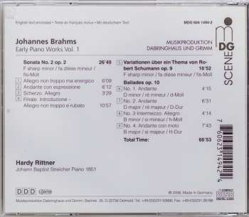 CD Hardy Rittner: Brahms Early Piano Works Volume 1 474373