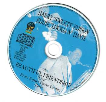 2CD The Harry "Sweets" Edison-Eddie "Lockjaw" Davis Quintet: A Beautiful Friendship: "Live" From Espace Pierre Cardin, Paris 555008