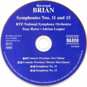 CD Havergal Brian: Symphonies Nos. 11 and 15 267610