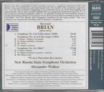 CD Havergal Brian: Symphonies Nos. 8, 21 And 26 191294