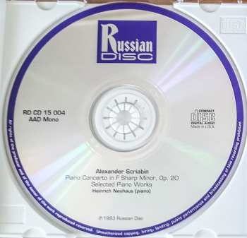 CD Heinrich Neuhaus: Neuhaus Plays Scriabin (Great Russian Pianists) 253104